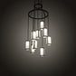 Meyda Lighting Cartier 35" 9-Light Wrought Iron Cascading Chandelier With White & Clear Shade