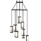 Meyda Lighting Cartier 35" 9-Light Wrought Iron Cascading Chandelier With White & Clear Shade