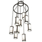 Meyda Lighting Cartier 35" 9-Light Wrought Iron Cascading Chandelier With White & Clear Shade