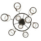 Meyda Lighting Cartier 35" 9-Light Wrought Iron Cascading Chandelier With White & Clear Shade