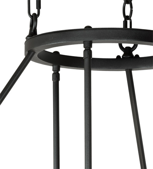 Meyda Lighting Cartier 35" 9-Light Wrought Iron Cascading Chandelier With White & Clear Shade