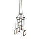 Meyda Lighting Cartier 35" 9-Light Wrought Iron Cascading Chandelier With White Laura Textrene Shade
