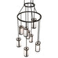 Meyda Lighting Cartier 35" 9-Light Wrought Iron Cascading Chandelier With White Laura Textrene Shade