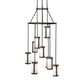 Meyda Lighting Cartier 35" 9-Light Wrought Iron Cascading Chandelier With White Laura Textrene Shade