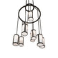 Meyda Lighting Cartier 35" 9-Light Wrought Iron Cascading Chandelier With White Laura Textrene Shade