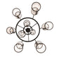 Meyda Lighting Cartier 35" 9-Light Wrought Iron Cascading Chandelier With White Laura Textrene Shade