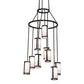 Meyda Lighting Cartier 35" 9-Light Wrought Iron Cascading Chandelier With White Laura Textrene Shade