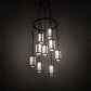 Meyda Lighting Cartier 35" 9-Light Wrought Iron Ceiling Cascading Chandelier With White Linen Over Crystal Idalight Shade