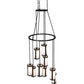 Meyda Lighting Cartier 35" 9-Light Wrought Iron Ceiling Cascading Chandelier With White Linen Over Crystal Idalight Shade