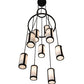 Meyda Lighting Cartier 35" 9-Light Wrought Iron Ceiling Cascading Chandelier With White Linen Over Crystal Idalight Shade