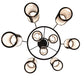 Meyda Lighting Cartier 35" 9-Light Wrought Iron Ceiling Cascading Chandelier With White Linen Over Crystal Idalight Shade