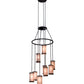 Meyda Lighting Cartier 36" 9-Light Costello Black Chandelier With Silver Mica Shade Glass