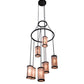 Meyda Lighting Cartier 36" 9-Light Costello Black Chandelier With Silver Mica Shade Glass