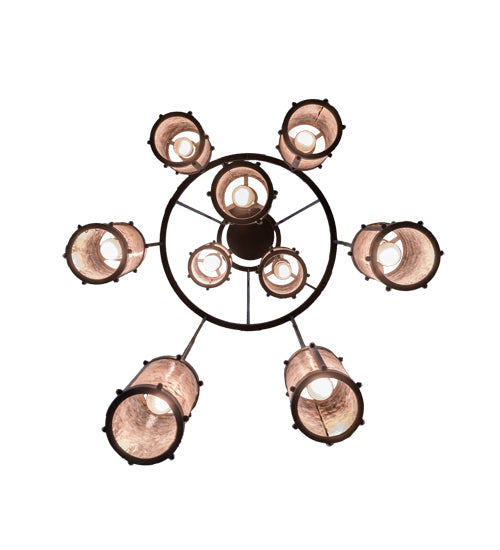 Meyda Lighting Cartier 36" 9-Light Costello Black Chandelier With Silver Mica Shade Glass