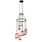 Meyda Lighting Cartier 36" 9-Light Costello Black Chandelier With Silver Mica Shade Glass