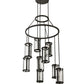 Meyda Lighting Cartier 36" 9-Light Timeless Bronze Cascading Chandelier With Clear Seeded Shade Glass