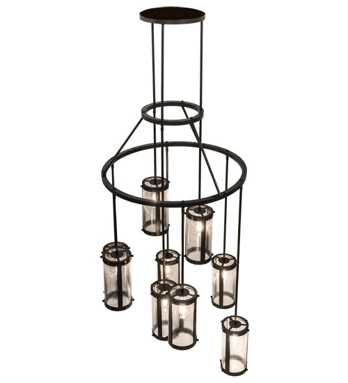 Meyda Lighting Cartier 36" 9-Light Timeless Bronze Cascading Chandelier With Clear Seeded Shade Glass