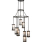 Meyda Lighting Cartier 36" 9-Light Timeless Bronze Cascading Chandelier With Clear Seeded Shade Glass