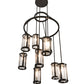 Meyda Lighting Cartier 36" 9-Light Timeless Bronze Cascading Chandelier With Clear Seeded Shade Glass