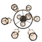 Meyda Lighting Cartier 36" 9-Light Timeless Bronze Cascading Chandelier With Clear Seeded Shade Glass