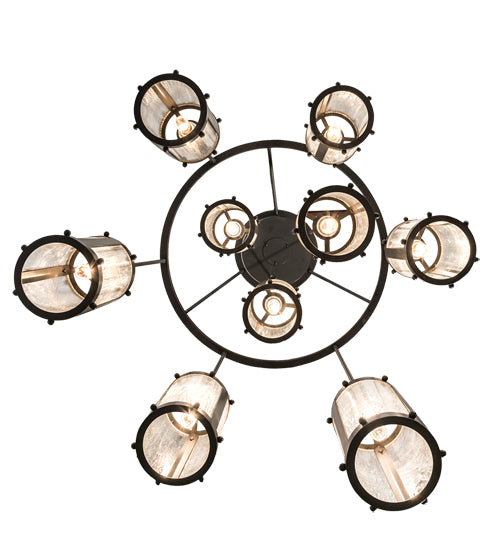 Meyda Lighting Cartier 36" 9-Light Timeless Bronze Cascading Chandelier With Clear Seeded Shade Glass