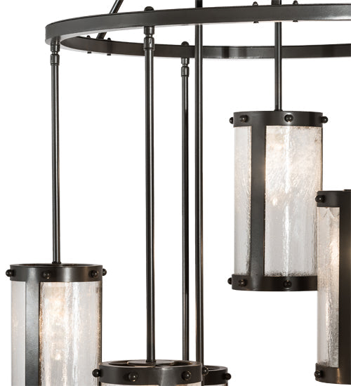Meyda Lighting Cartier 36" 9-Light Timeless Bronze Cascading Chandelier With Clear Seeded Shade Glass