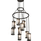 Meyda Lighting Cartier 36" 9-Light Timeless Bronze Cascading Chandelier With Clear Seeded Shade Glass