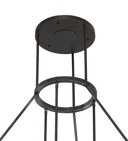 Meyda Lighting Cartier 48" 9-Light Black Wicker Cascading Chandelier With Silver Mica Shade Glass