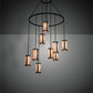 Meyda Lighting Cartier 48" 9-Light Black Wicker Cascading Chandelier With Silver Mica Shade Glass