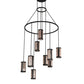 Meyda Lighting Cartier 48" 9-Light Black Wicker Cascading Chandelier With Silver Mica Shade Glass
