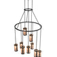 Meyda Lighting Cartier 48" 9-Light Black Wicker Cascading Chandelier With Silver Mica Shade Glass