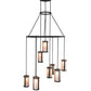 Meyda Lighting Cartier 48" 9-Light Black Wicker Cascading Chandelier With Silver Mica Shade Glass