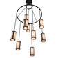 Meyda Lighting Cartier 48" 9-Light Black Wicker Cascading Chandelier With Silver Mica Shade Glass