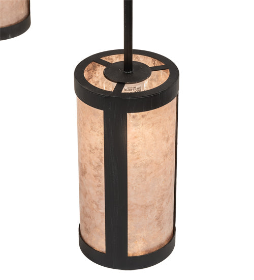 Meyda Lighting Cartier 48" 9-Light Black Wicker Cascading Chandelier With Silver Mica Shade Glass