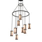 Meyda Lighting Cartier 48" 9-Light Black Wicker Cascading Chandelier With Silver Mica Shade Glass