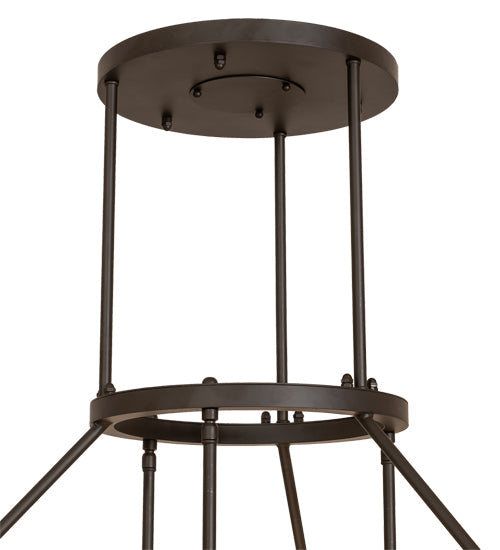 Meyda Lighting Cartier 48" 9-Light Oil Rubbed Bronze Cascading Chandelier With Beige Fleshtone Idalight Shade