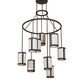 Meyda Lighting Cartier 48" 9-Light Oil Rubbed Bronze Cascading Chandelier With Beige Fleshtone Idalight Shade
