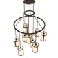 Meyda Lighting Cartier 48" 9-Light Oil Rubbed Bronze Cascading Chandelier With Beige Fleshtone Idalight Shade