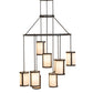 Meyda Lighting Cartier 48" 9-Light Oil Rubbed Bronze Cascading Chandelier With Beige Fleshtone Idalight Shade