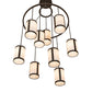 Meyda Lighting Cartier 48" 9-Light Oil Rubbed Bronze Cascading Chandelier With Beige Fleshtone Idalight Shade