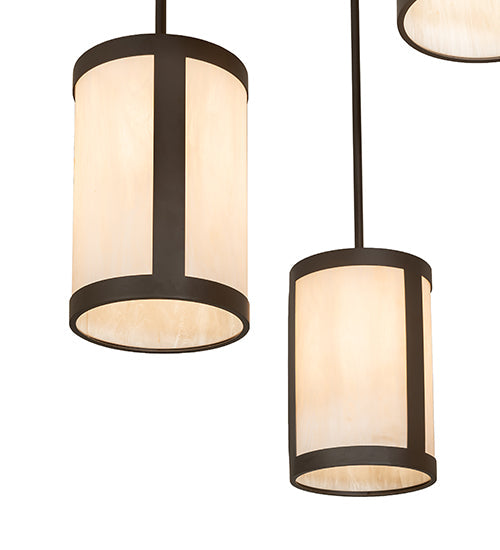 Meyda Lighting Cartier 48" 9-Light Oil Rubbed Bronze Cascading Chandelier With Beige Fleshtone Idalight Shade