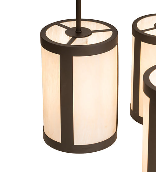Meyda Lighting Cartier 48" 9-Light Oil Rubbed Bronze Cascading Chandelier With Beige Fleshtone Idalight Shade
