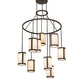 Meyda Lighting Cartier 48" 9-Light Oil Rubbed Bronze Cascading Chandelier With Beige Fleshtone Idalight Shade