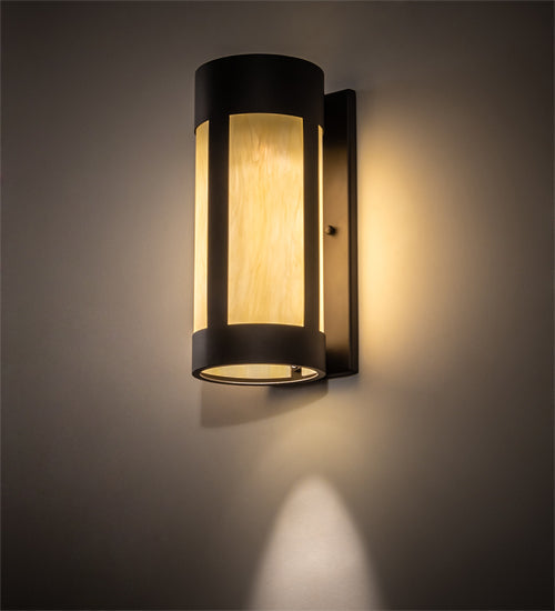 Meyda Lighting Cartier 5" Oil Rubbed Bronze Wall Sconce With Creme Carrara Idalight Shade