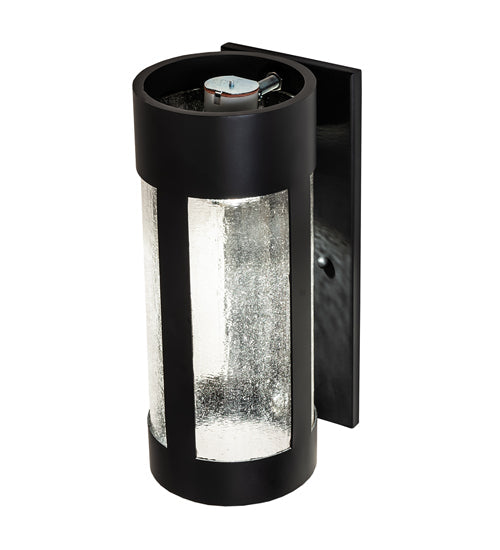 Meyda Lighting Cartier 5" Solar Black Wall Sconce With Clear Seeded Shade Glass