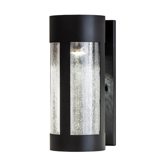 Meyda Lighting Cartier 5" Solar Black Wall Sconce With Clear Seeded Shade Glass