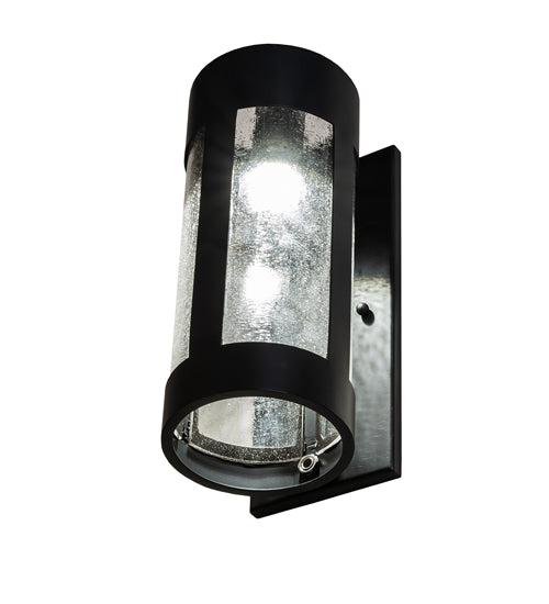 Meyda Lighting Cartier 5" Solar Black Wall Sconce With Clear Seeded Shade Glass