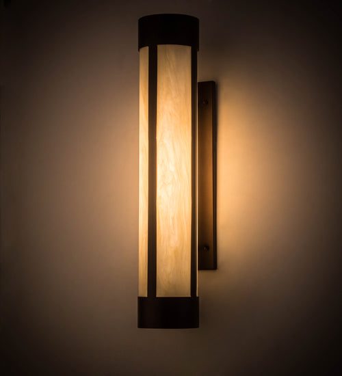 Meyda Lighting Cartier 6" Mahogany Bronze Wall Sconce With Beige Sahara Taupe Idalight Shade Glass