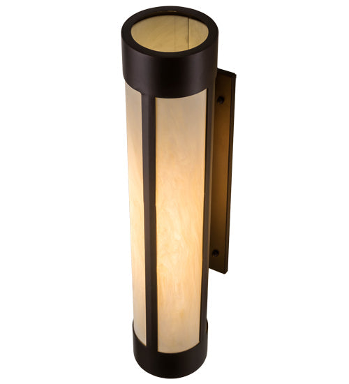 Meyda Lighting Cartier 6" Mahogany Bronze Wall Sconce With Beige Sahara Taupe Idalight Shade Glass