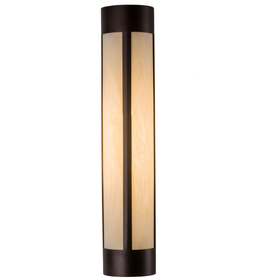 Meyda Lighting Cartier 6" Mahogany Bronze Wall Sconce With Beige Sahara Taupe Idalight Shade Glass